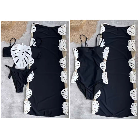 Women Sexy B&W Bikini/Swimsuit Cover Up Set