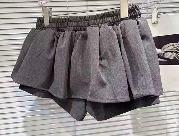 Women Button Up Strapless Sexy Two Piece Gray Skirt Set