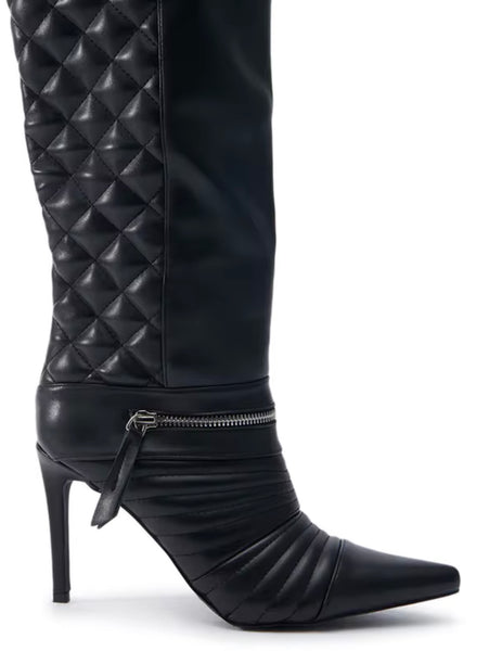 Women Fashion Black High Heel Zipper Knee High Boots