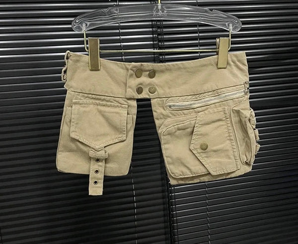 Women Fashion Cargo Buckled Skirt
