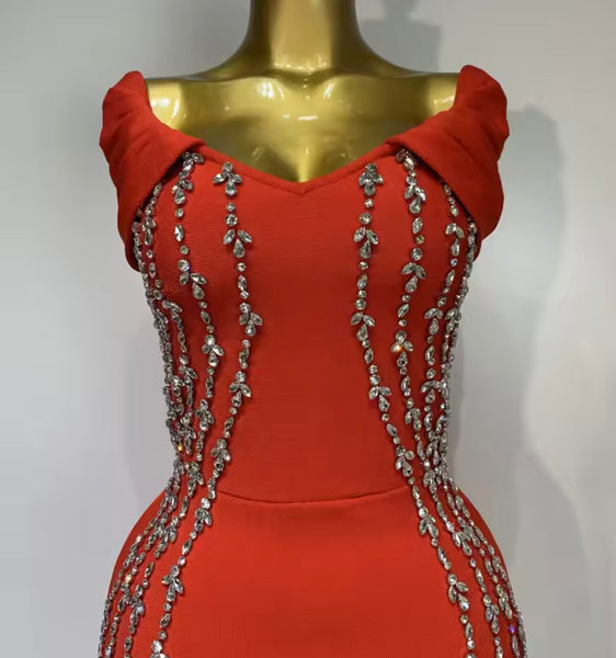 Women  Rhinestone Patchwork Sexy Sleeveless Bandage Dress
