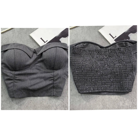 Women Sexy Fashion Strapless Crop Top