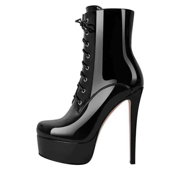 Women Fashion Lace Up Platform High Heel Ankle Boots