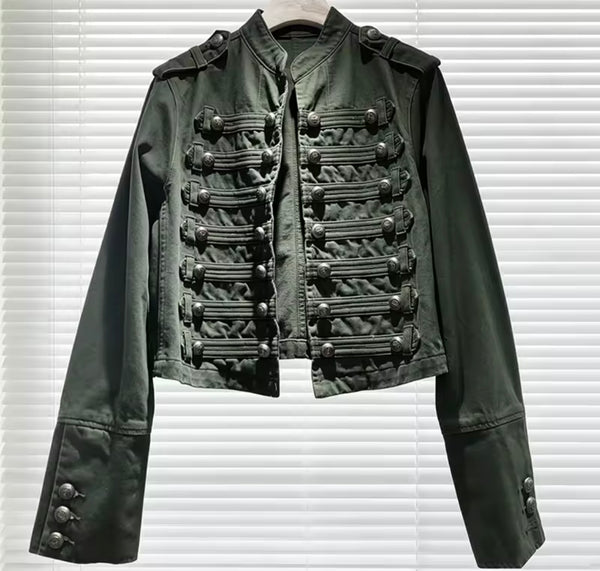 Women Color Fashion Button Jacket