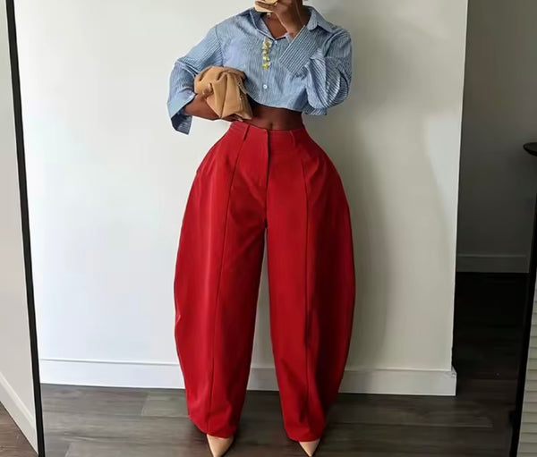 Women Fashion Color Loose Fit Pants