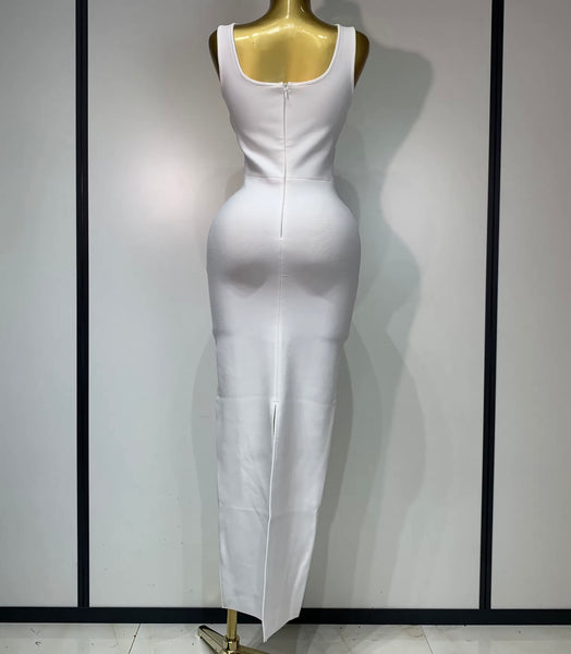 Women Color Bling Rhinestone Sleeveless Sexy Maxi Dress