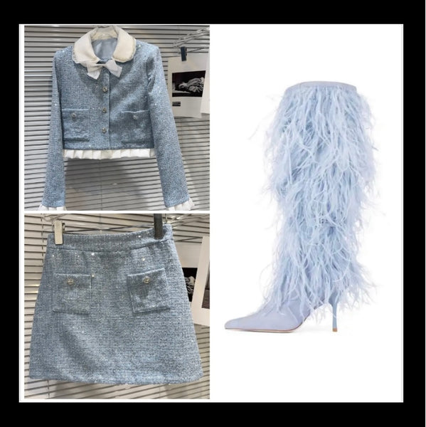 Women Fashion Suede Faux Fur Knee High Boots