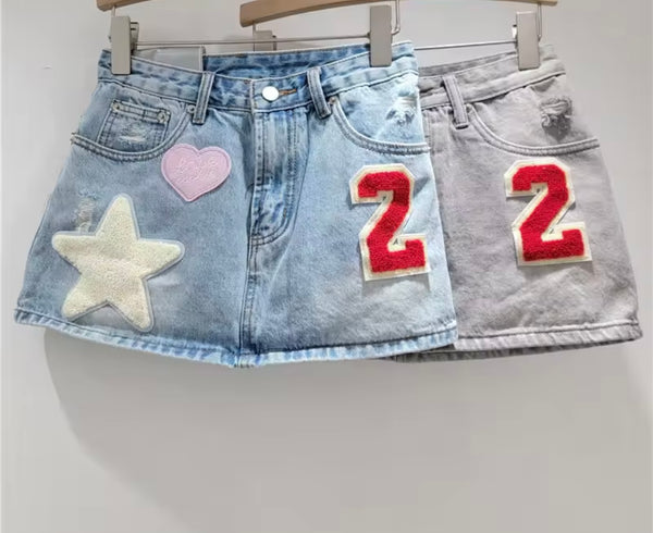 Women Sexy Fashion Patchwork Denim Skirt