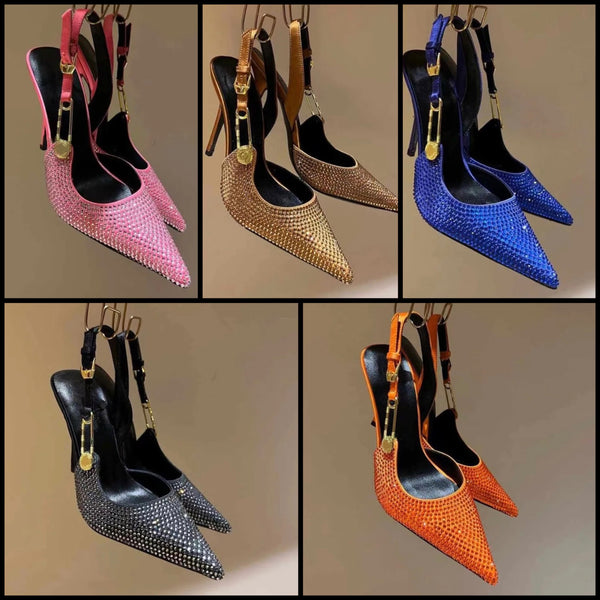 Women Fashion Bling High Heel Sling Back Shoes