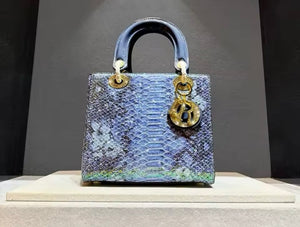 Women Color Snake Print Faux Leather Handbag Purse