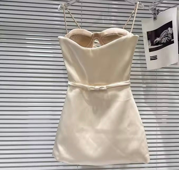 Women Sleeveless Bow Tie Up Sexy Dress
