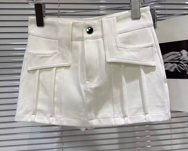 Women Color Sexy Fashion Pocket Short Skirt