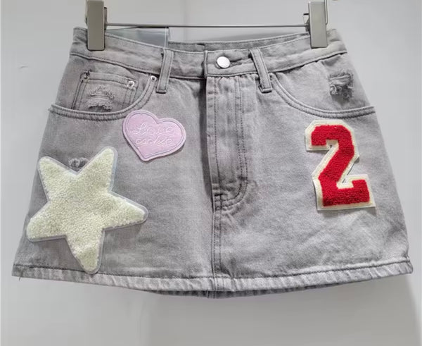 Women Sexy Fashion Patchwork Denim Skirt