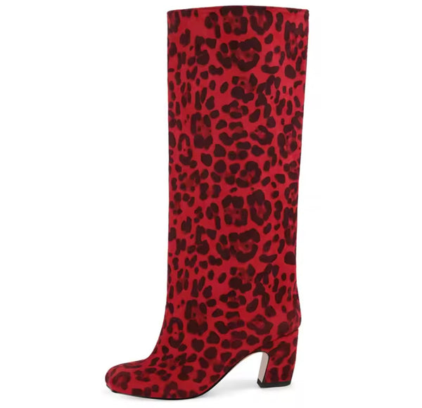 Women Fashion Square Toe Suede Knee High Boots