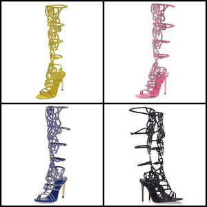 Women Fashion Rhinestone Gladiator High Heel Sandals