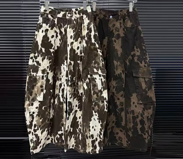 Women Fashion Color Patchwork Animal Print Wide Leg Pants