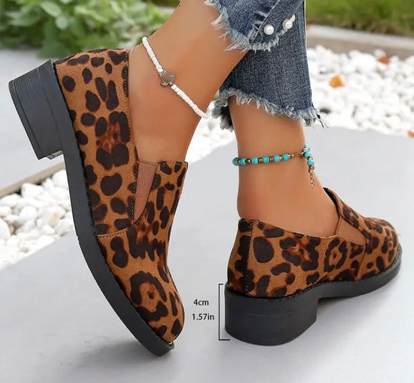 Women Fashion Leopard Print Slip On Loafers