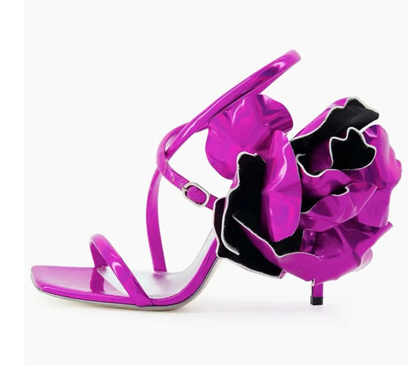 Women Fashion Floral High Heel Ankle Strap Sandals