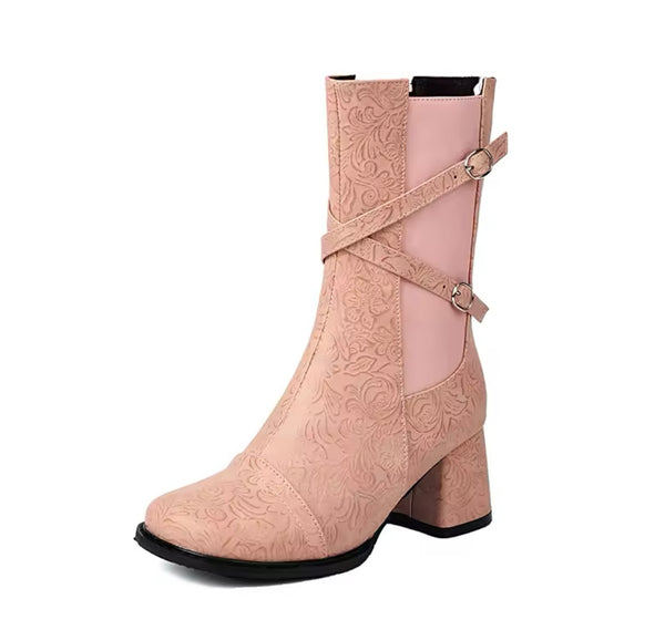 Women Fashion Criss Cross Buckled Ankle Boots