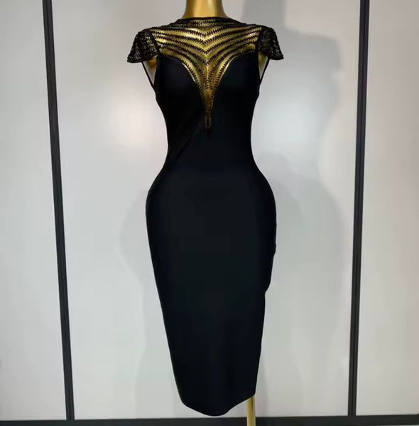 Women Black Mesh Patchwork Sexy Bandage Dress