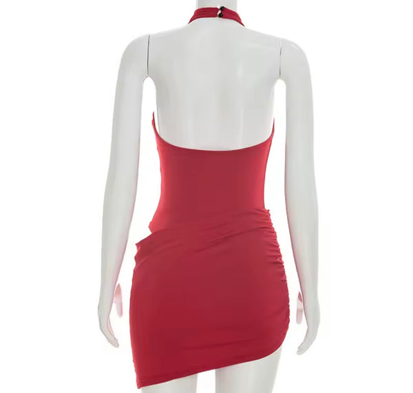 Women Sexy Halter Sleeveless Cut Out Dress