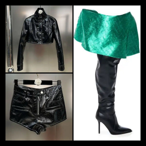 Women Fashion Faux Leather Thigh High Boots