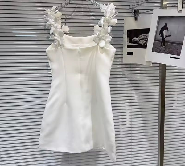 Women Sexy Solid Color Floral Strap Sleeveless Dress