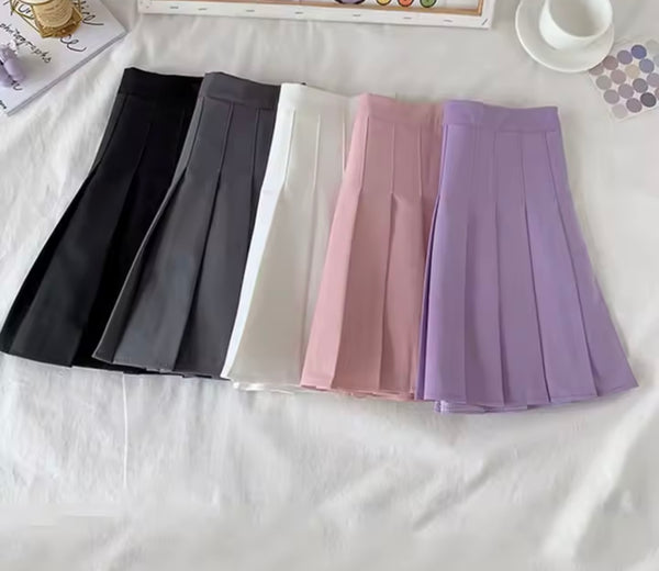 Women Sexy Fashion Color Pleated Skirt