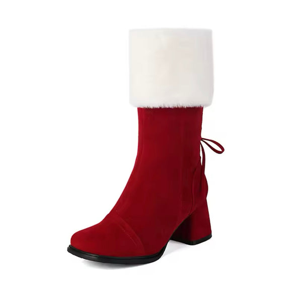 Women Fashion Wool Suede Zip Up Ankle Boots