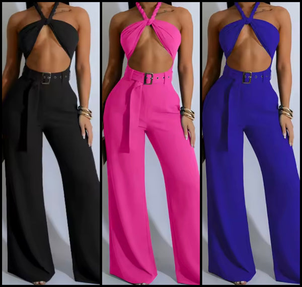 Women Sexy Fashion Halter Sleeveless Cut Out Jumpsuit