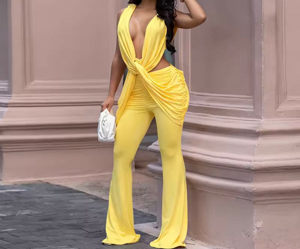 Women Draped Sleeveless Hollow Out Jumpsuit