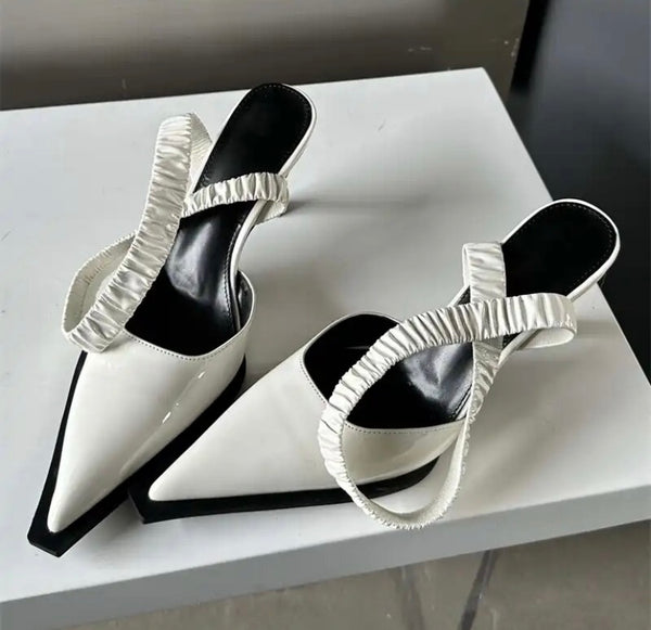 Women Pointed Toe Fashion Patent Leather Small Heel Shoes