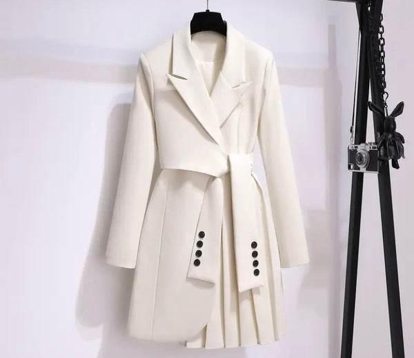 Women Fashion Pleated Trench Jacket