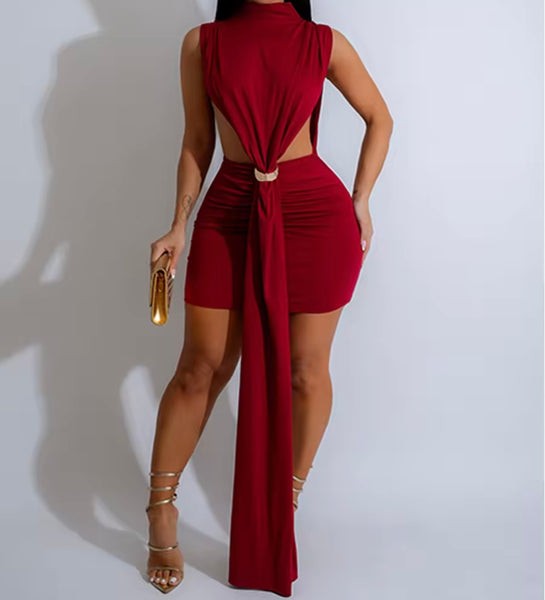 Women Sexy Sleeveless Metal Tassel Dress