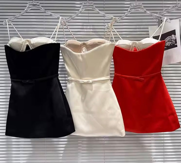Women Sleeveless Bow Tie Up Sexy Dress