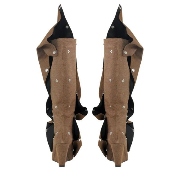 Women Fashion Platform Detachable Button Knee High Boots