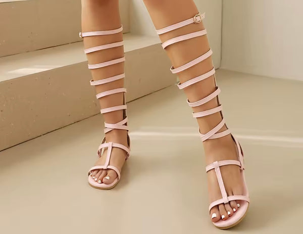 Women Fashion Open Toe Gladiator Flat Sandals