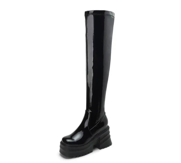 Women Fashion Ankle/Mid/Knee High Patent Leather Boots