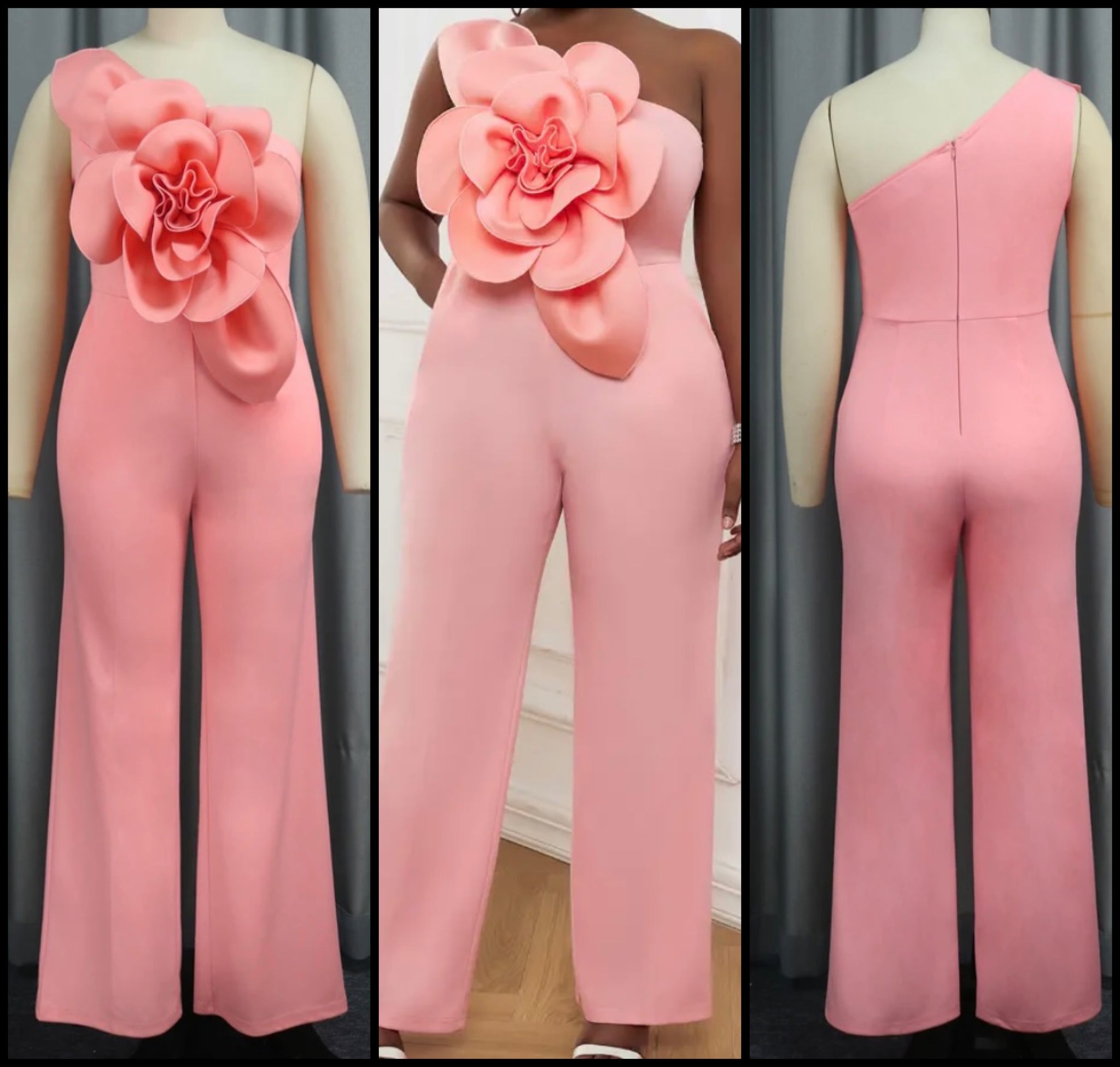 Women Sexy Flower One Shoulder Sleeveless Jumpsuit