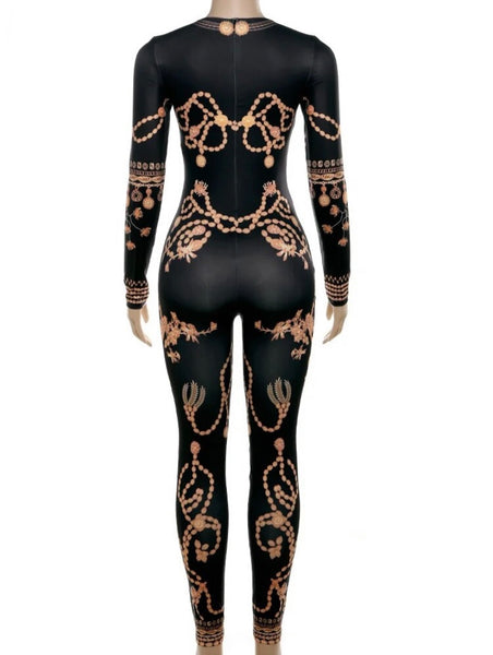 Women Printed Full Sleeve Sexy Fashion Jumpsuit