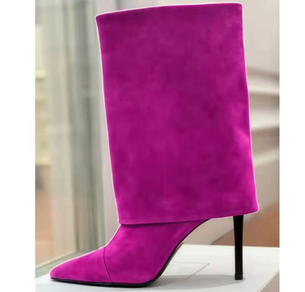 Women Color Suede Fashion High Heel Ankle Boots