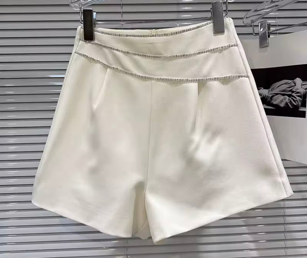 Women Color Fashion Rhinestone Chain Shorts