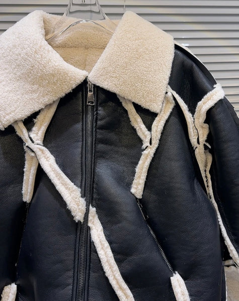Women Fashion Warm Faux Leather Jacket