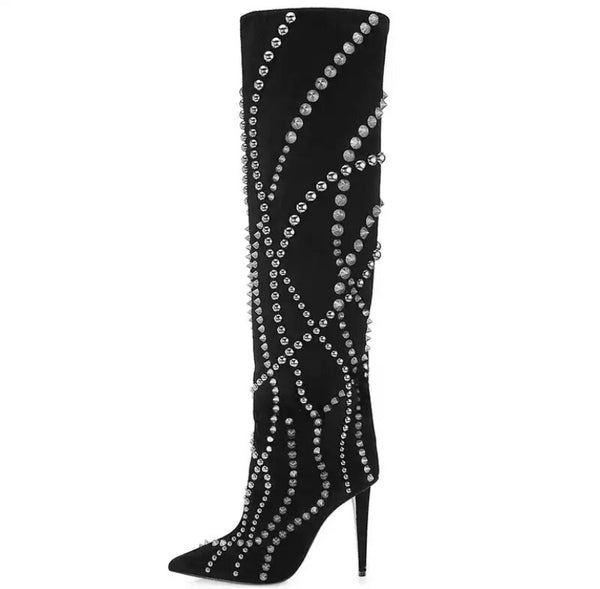 Women Fashion Rivet Suede Ankle/Knee High Boots