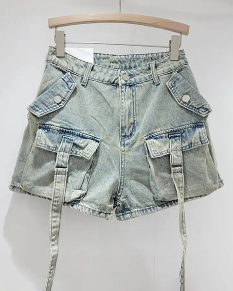 Women Fashion Denim Cargo Shorts