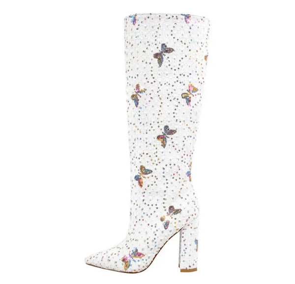 Women Fashion Square Heel Knee High Boots
