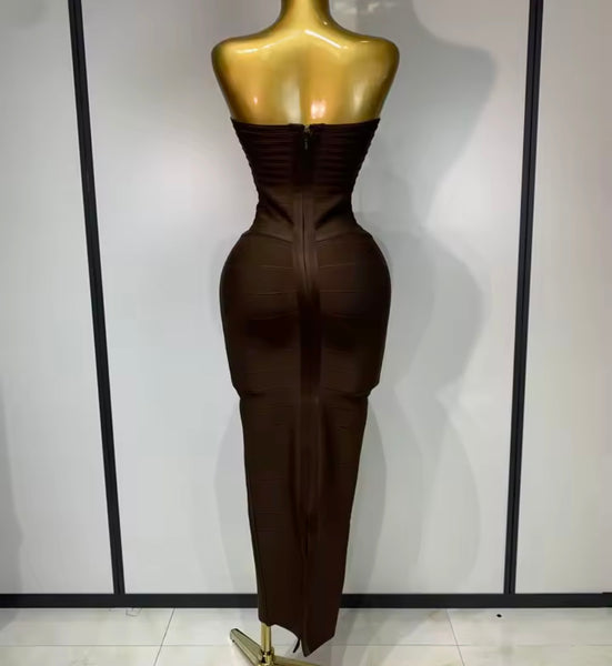 Women Sexy Strapless Bandage Maxi Dress