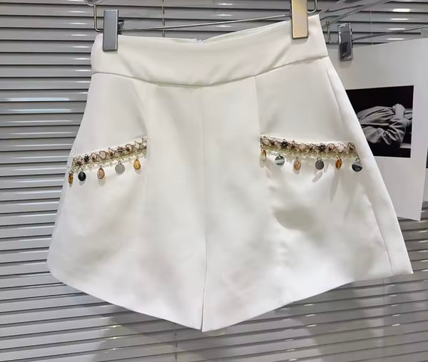 Women Color Beaded Tassel Fashion Shorts