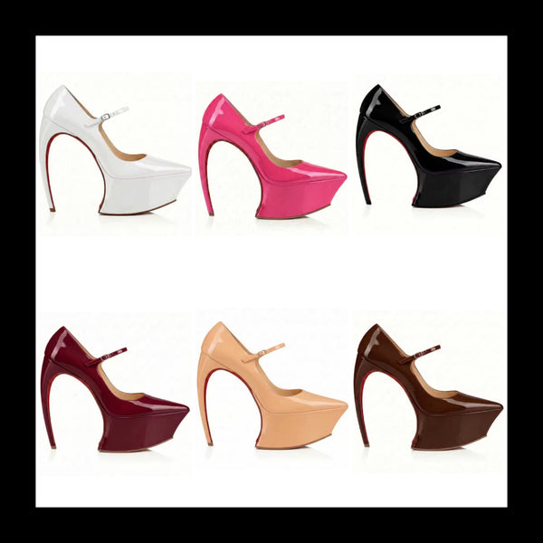 Women Pointed Toe Platform Ankle Strap Fashion High Heels