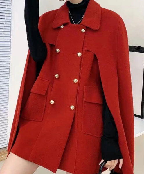 Women Button Fashion Spliced Sleeve Trench Jacket